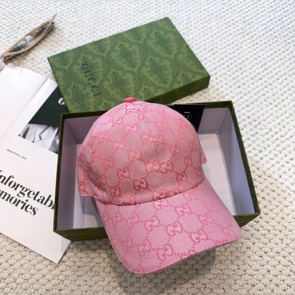 Gucci Pink Logo Pattern Ball Cap Hat - Picture 5 of 7